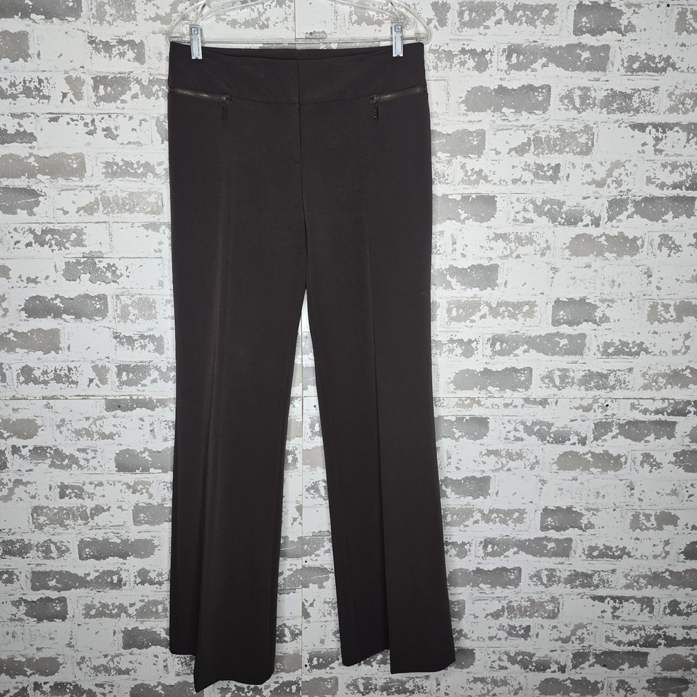 Cache Pants Womens 6 Long Brown Flare Leg Bohemian Y2K VTG Zipper‎ Embellished